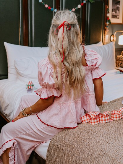 Women's Christmas Plaid Ruffle Puff Sleeve Pajamas Set (BUY 2 FREE SHIPPING)