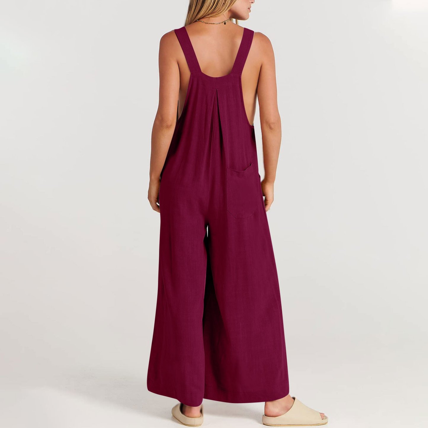 Last Day 48% OFF🔥Women's Sleeveless Wide Leg Jumpsuit with Pockets(Buy 2 Free Shipping)