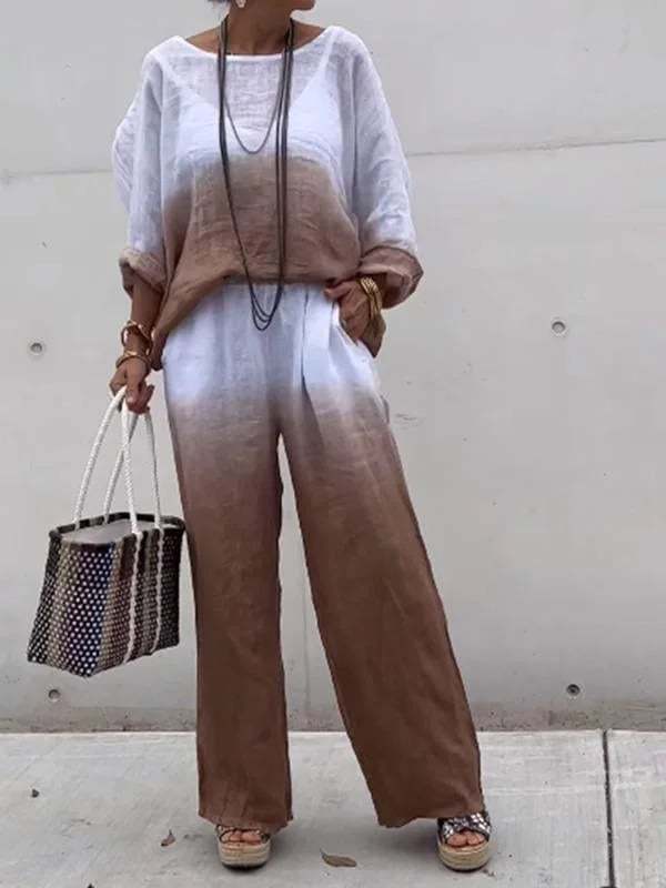 Last Day 49% OFF🔥Chic Cotton Linen Gradient Two-Piece Set(Buy 2 Free Shipping)