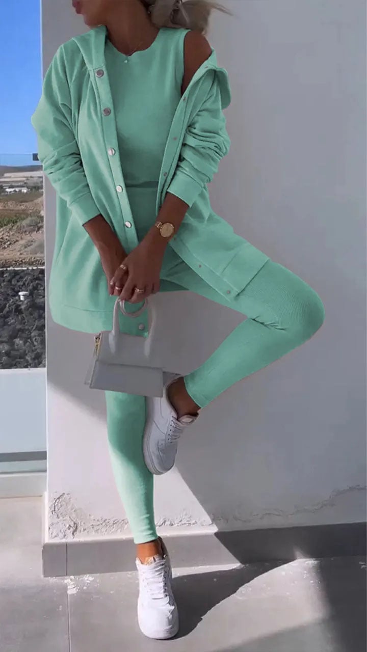 Hooded Cardigan Sweatshirt Three-piece Set (Buy 2 Free Shipping)