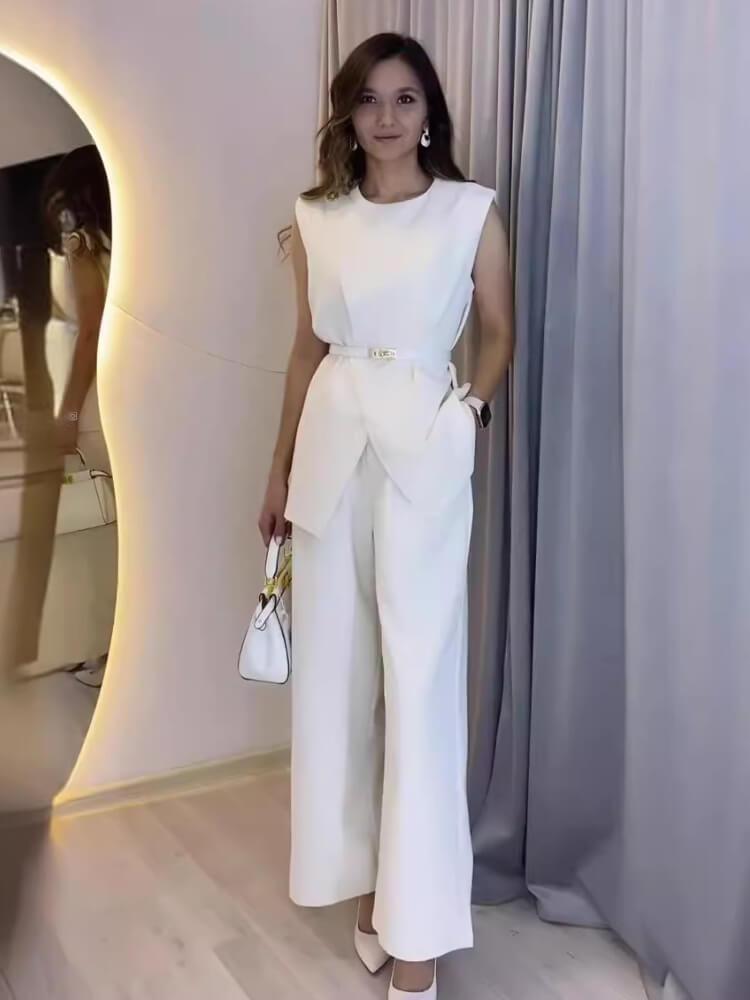 Sleeveless Top Wide Leg Pants Two-Piece Set