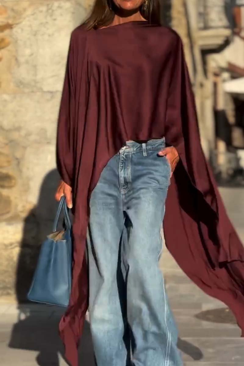 Irregular Hem Satin Top (Buy 2 Free Shipping)