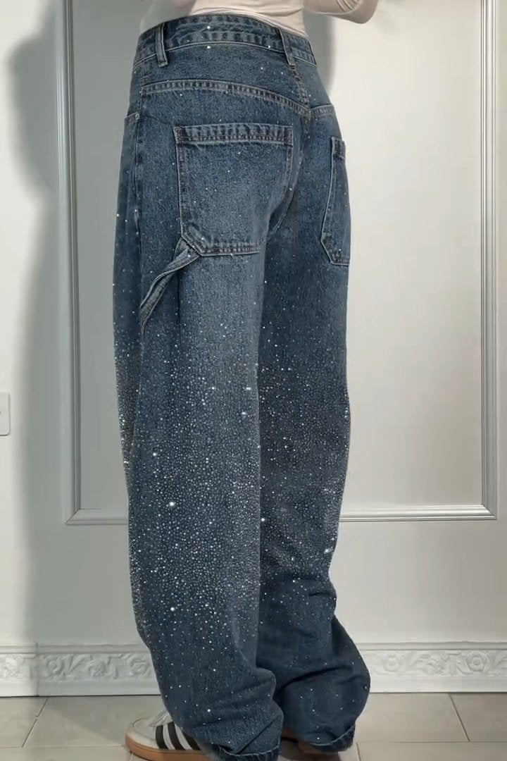 Rhinestone Loose Harem Jeans (Buy 2 Free Shipping)