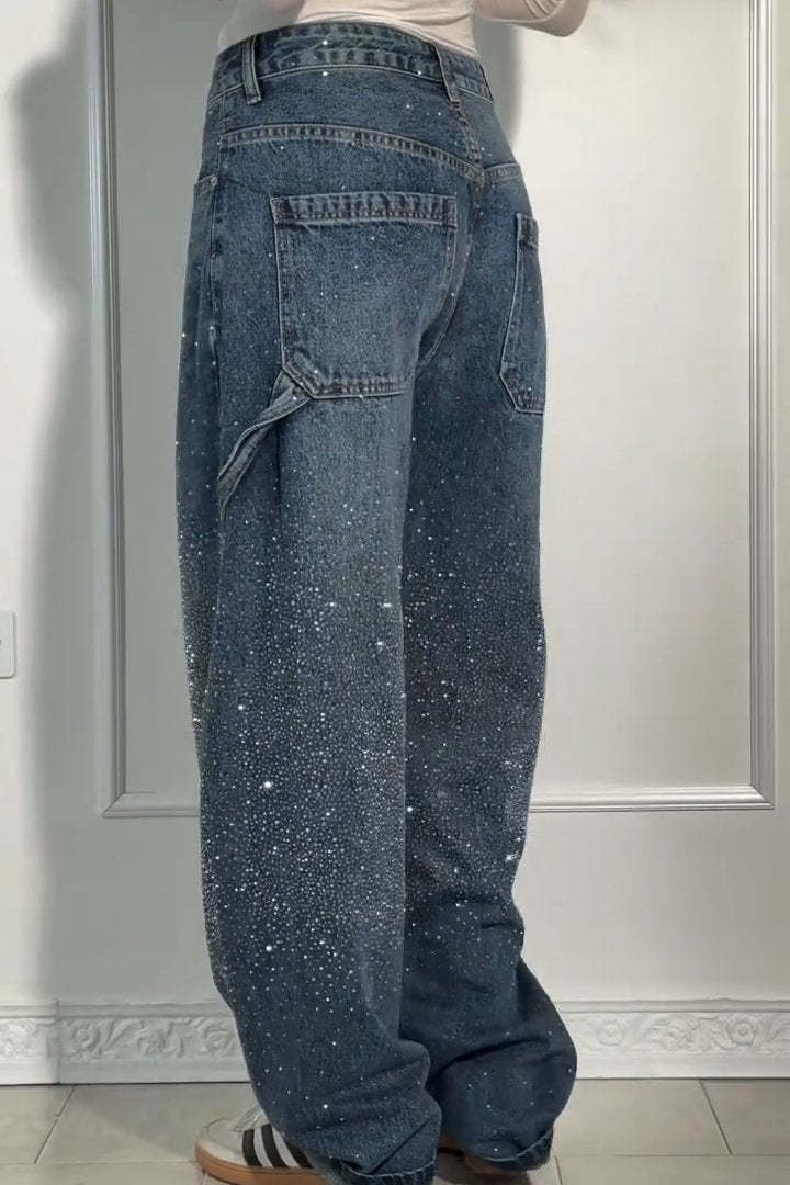 Rhinestone Loose Harem Jeans (Buy 2 Free Shipping)