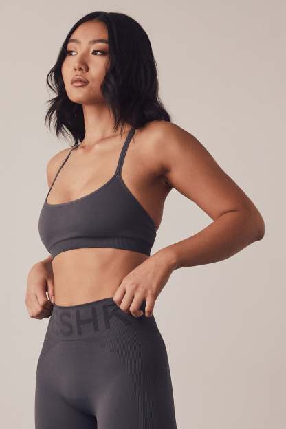Nyx Cross Back Seamless Crop - Charcoal-My Chic Way.All Rights Reserved