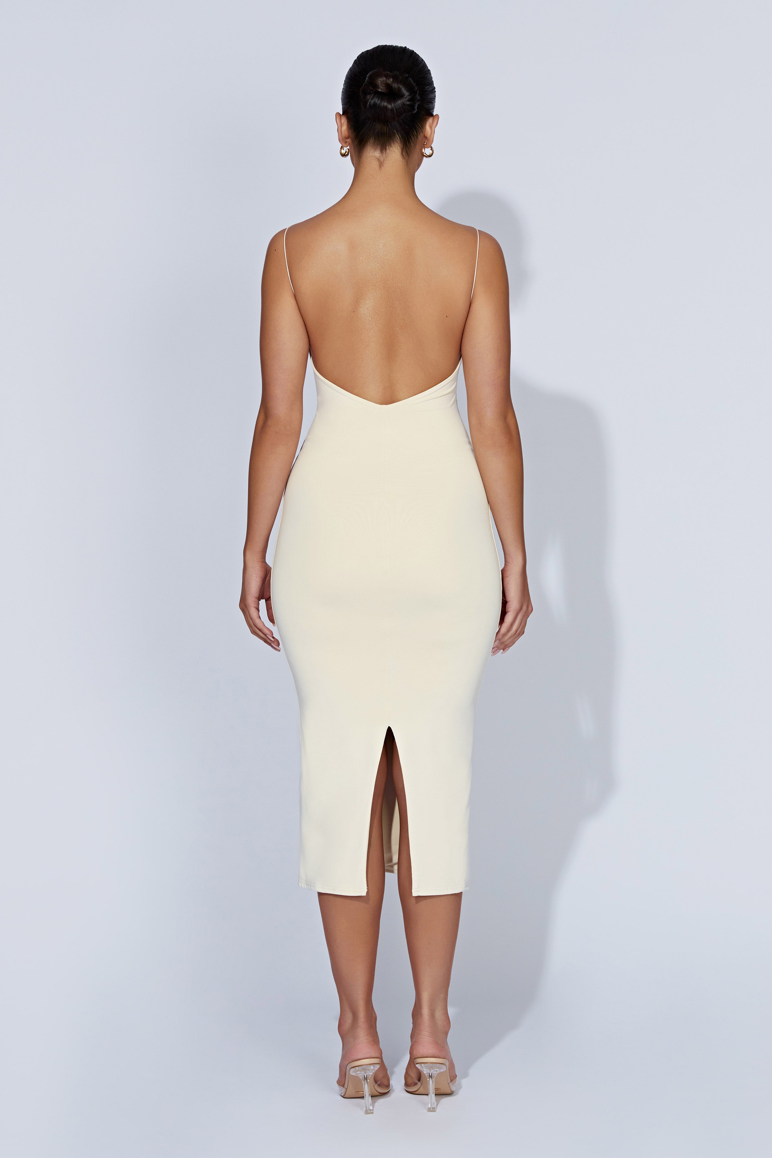 Lexia Scoop Low Neck Midi Dress - Cream-My Chic Way.All Rights Reserved