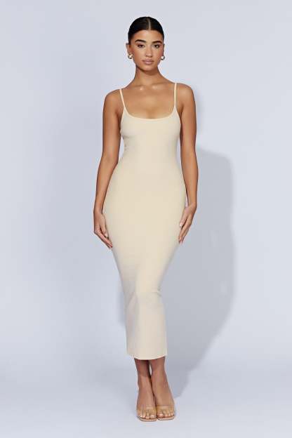 Alexis Ribbed Cami Midi Dress - Cream-My Chic Way.All Rights Reserved