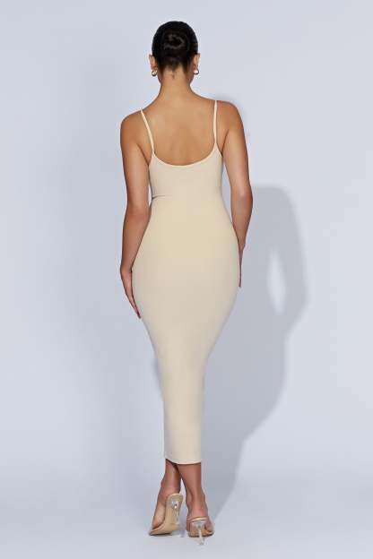 Alexis Ribbed Cami Midi Dress - Cream-My Chic Way.All Rights Reserved