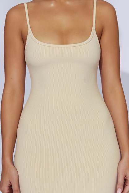 Alexis Ribbed Cami Midi Dress - Cream-My Chic Way.All Rights Reserved