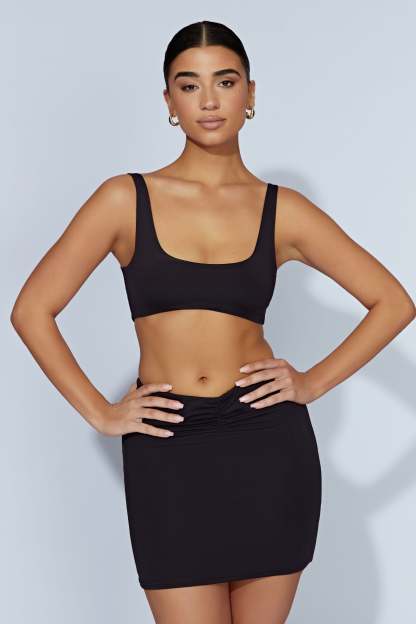 Jemma Scoop Neck Super Crop Top - Black-My Chic Way.All Rights Reserved