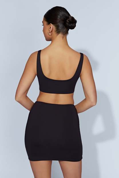 Jemma Scoop Neck Super Crop Top - Black-My Chic Way.All Rights Reserved