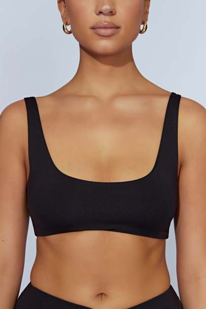 Jemma Scoop Neck Super Crop Top - Black-My Chic Way.All Rights Reserved