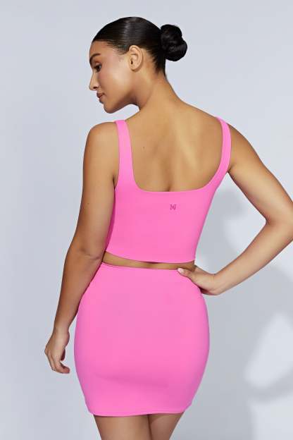Kara Ruched Front Mini Skirt - Bubblegum Pink-My Chic Way.All Rights Reserved