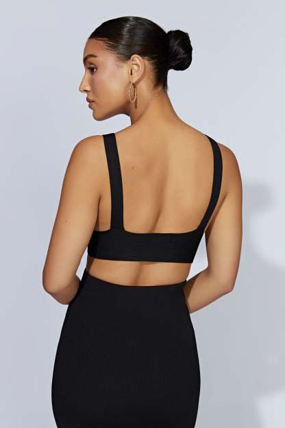 Kaesha Twist Front Knit Top - Black-My Chic Way.All Rights Reserved