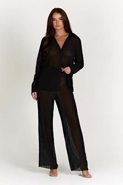 Karla Wave Pleat Pant - Black-My Chic Way.All Rights Reserved