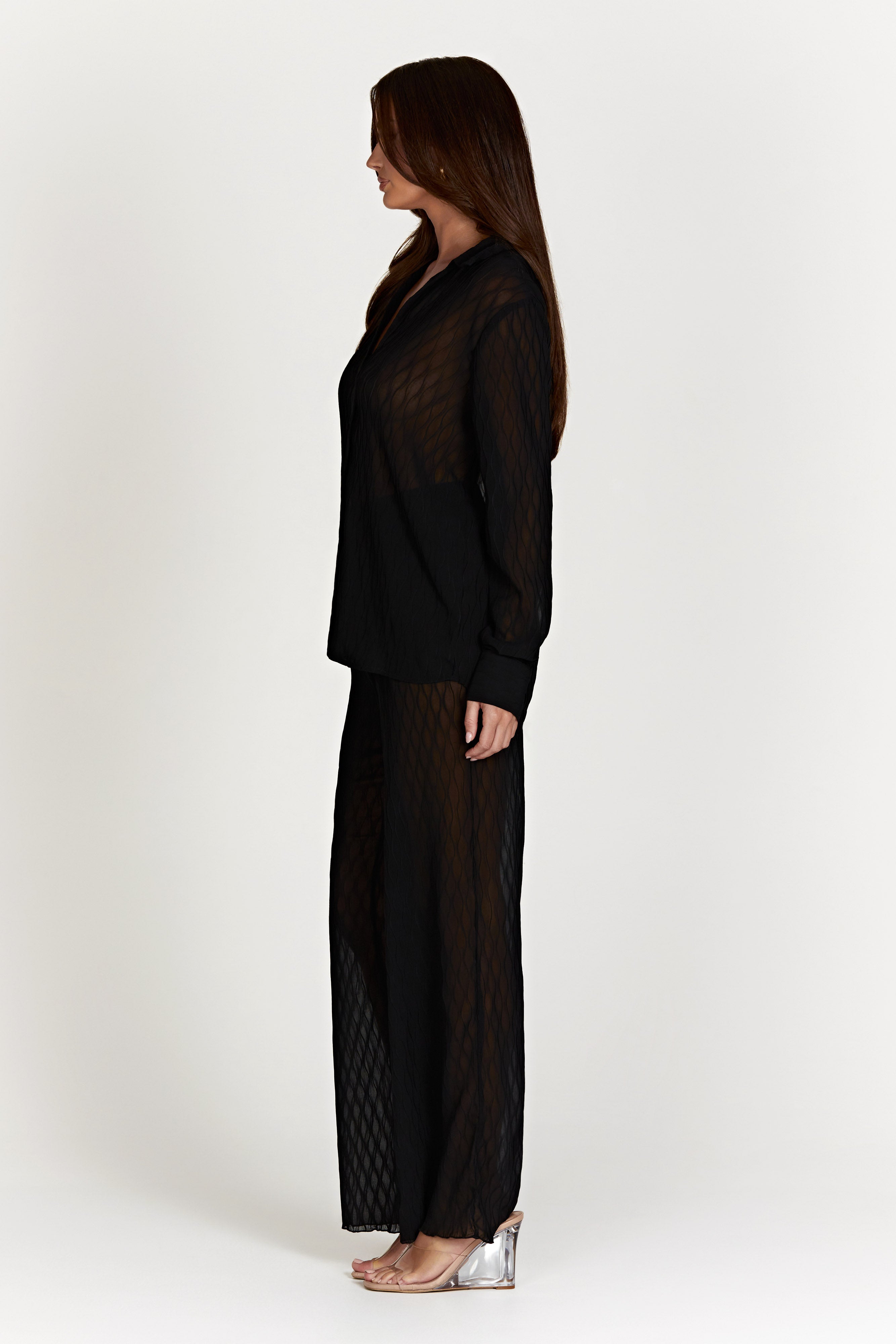 Karla Wave Pleat Pant - Black-My Chic Way.All Rights Reserved