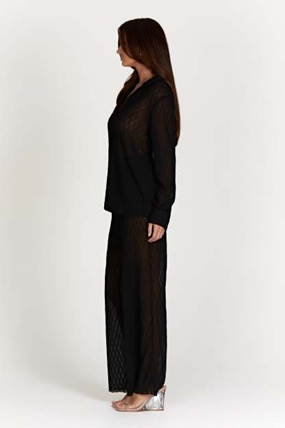 Karla Wave Pleat Pant - Black-My Chic Way.All Rights Reserved