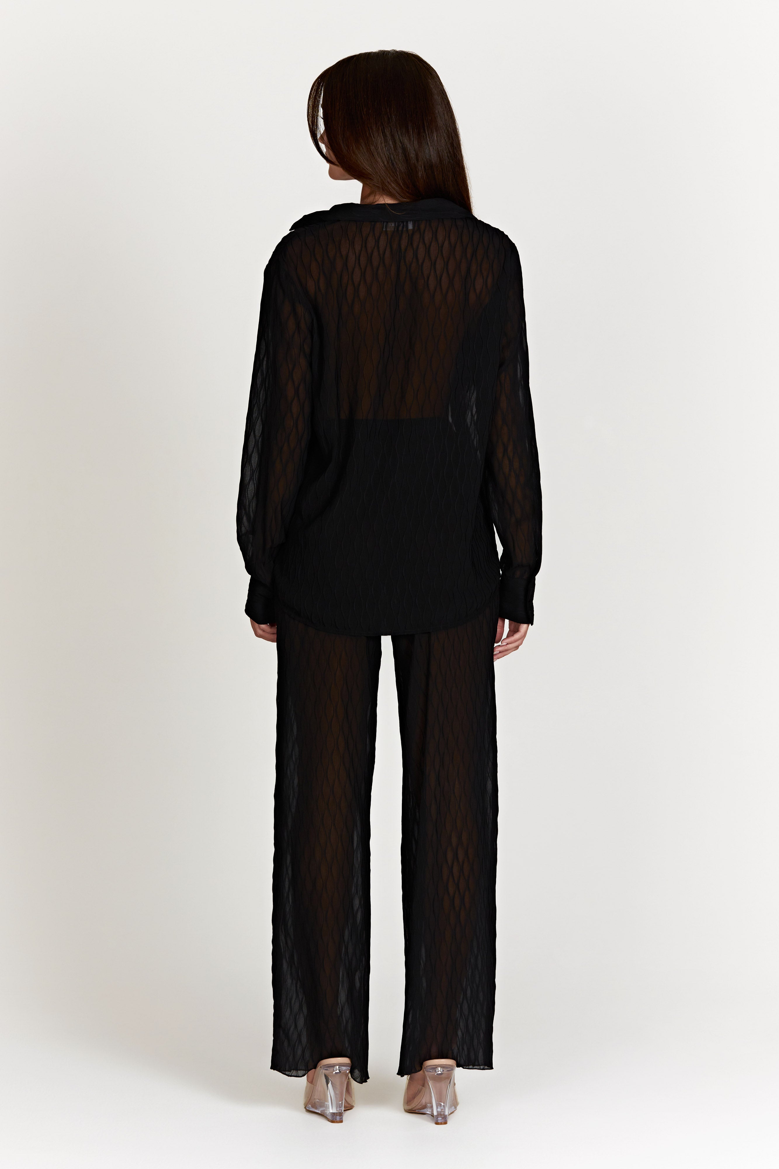 Karla Wave Pleat Pant - Black-My Chic Way.All Rights Reserved