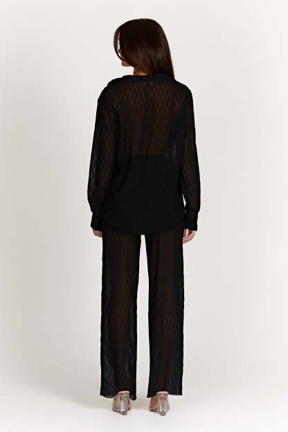 Karla Wave Pleat Pant - Black-My Chic Way.All Rights Reserved