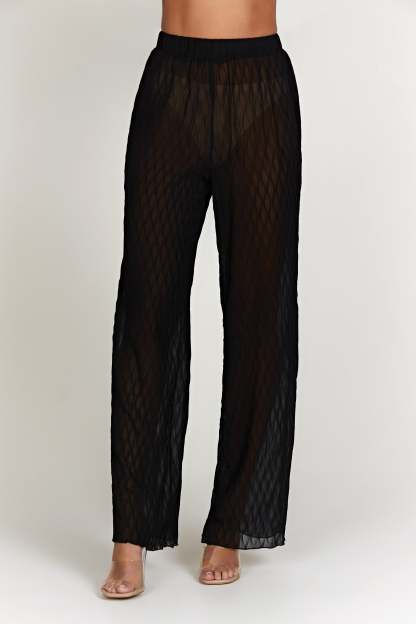 Karla Wave Pleat Pant - Black-My Chic Way.All Rights Reserved