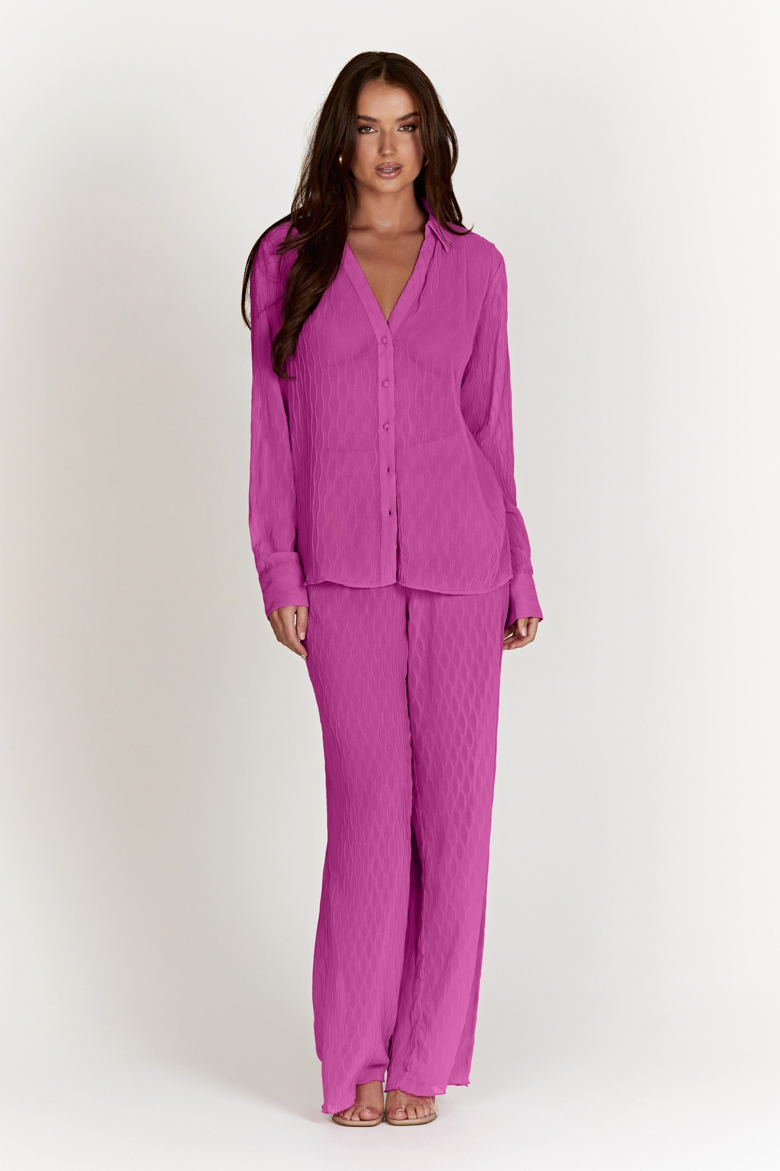 Karla Wave Pleat Pant - Rose Pink-My Chic Way.All Rights Reserved