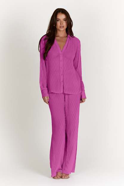 Karla Wave Pleat Pant - Rose Pink-My Chic Way.All Rights Reserved