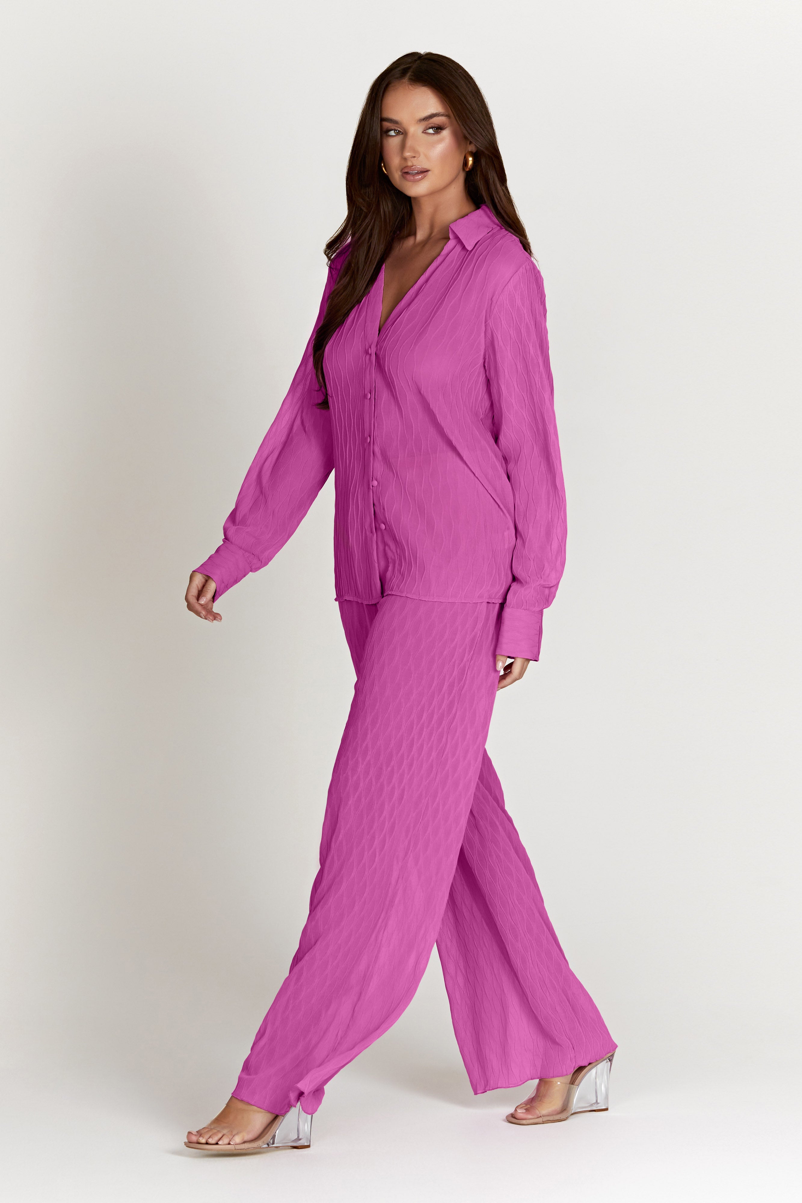 Karla Wave Pleat Pant - Rose Pink-My Chic Way.All Rights Reserved