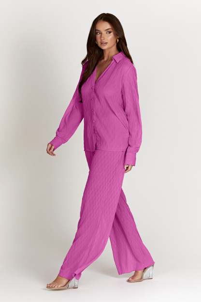Karla Wave Pleat Pant - Rose Pink-My Chic Way.All Rights Reserved