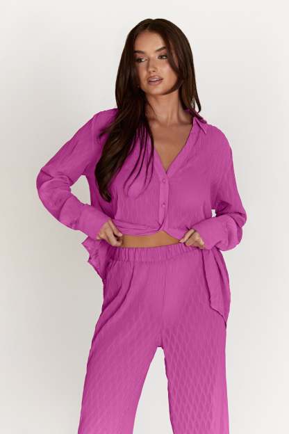 Karla Wave Pleat Pant - Rose Pink-My Chic Way.All Rights Reserved