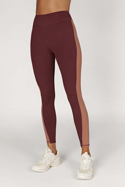 Libby Two Tone Panel Leggings - Mahogany/Tan-My Chic Way.All Rights Reserved
