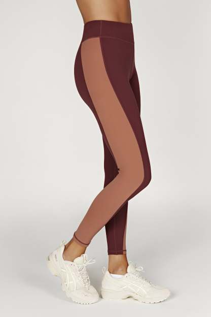 Libby Two Tone Panel Leggings - Mahogany/Tan-My Chic Way.All Rights Reserved