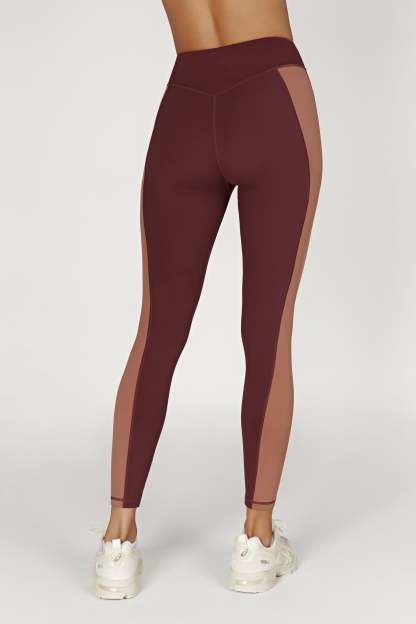 Libby Two Tone Panel Leggings - Mahogany/Tan-My Chic Way.All Rights Reserved