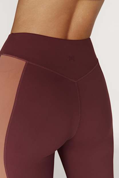 Libby Two Tone Panel Leggings - Mahogany/Tan-My Chic Way.All Rights Reserved
