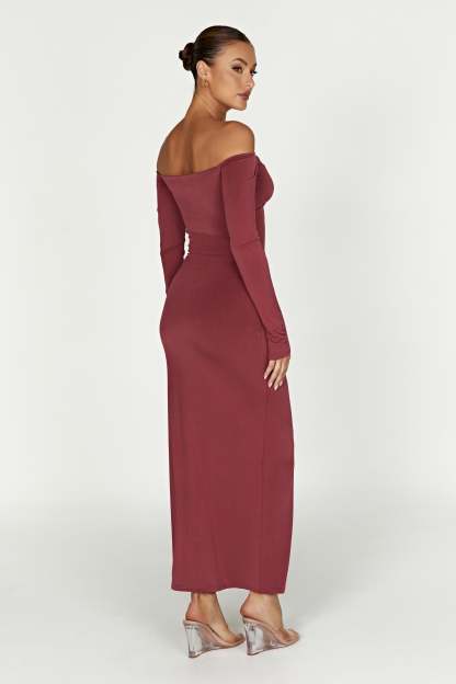 Ceri Maxi Twist Skirt - Wine-My Chic Way.All Rights Reserved