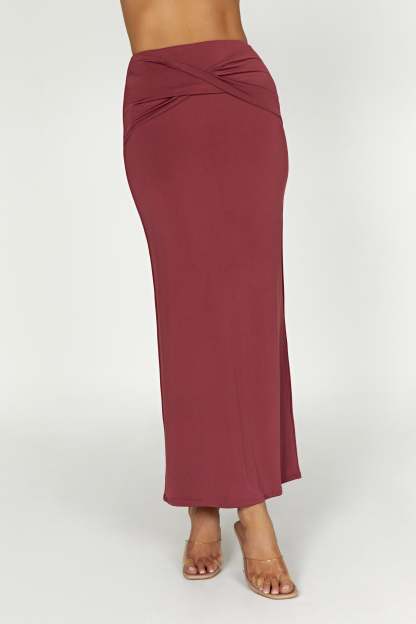 Ceri Maxi Twist Skirt - Wine-My Chic Way.All Rights Reserved