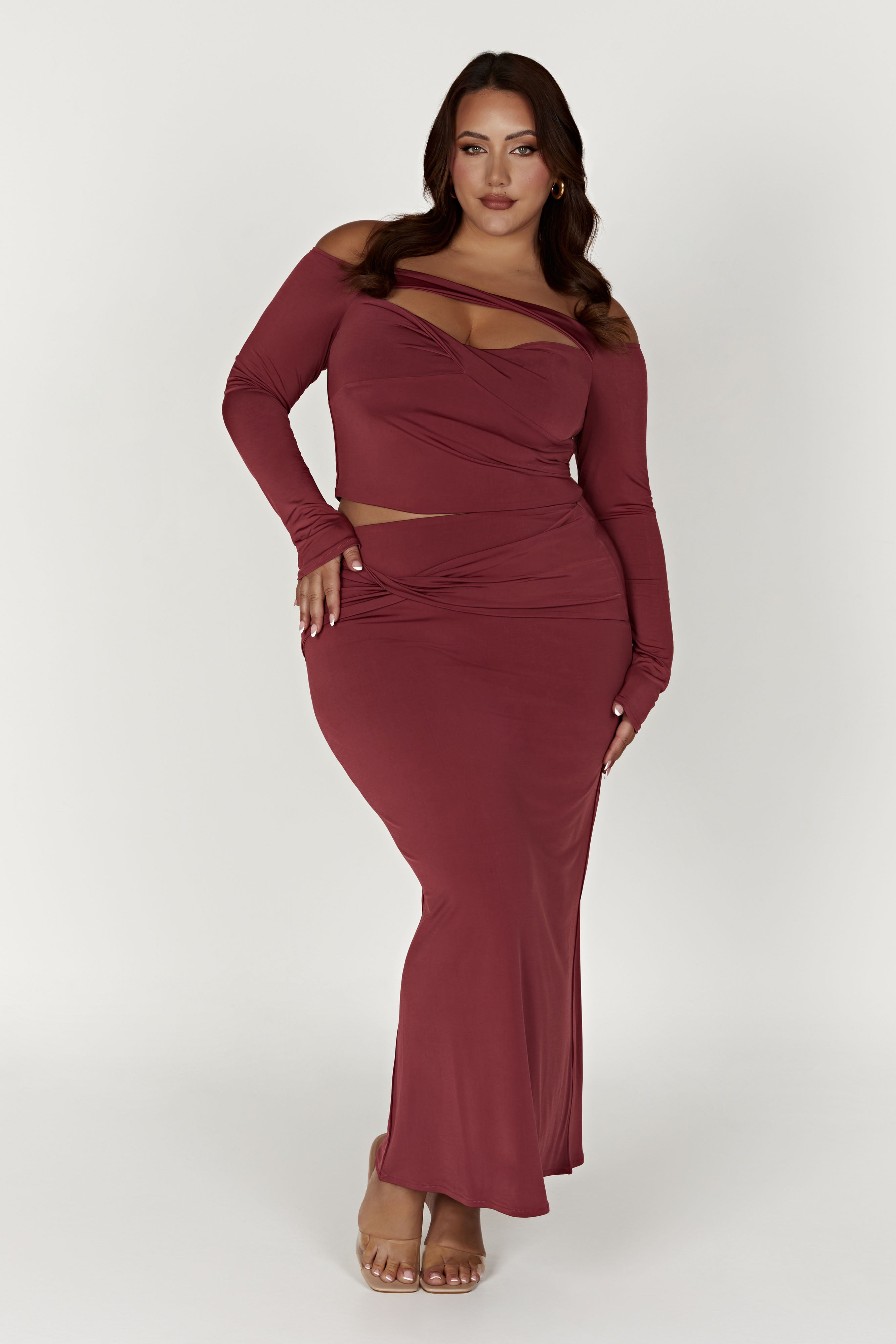 Ceri Maxi Twist Skirt - Wine-My Chic Way.All Rights Reserved
