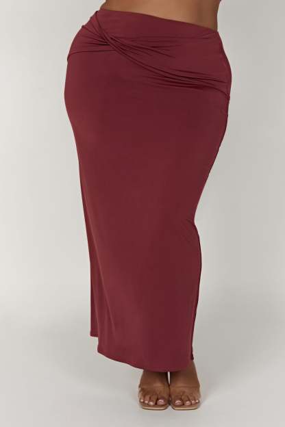 Ceri Maxi Twist Skirt - Wine-My Chic Way.All Rights Reserved