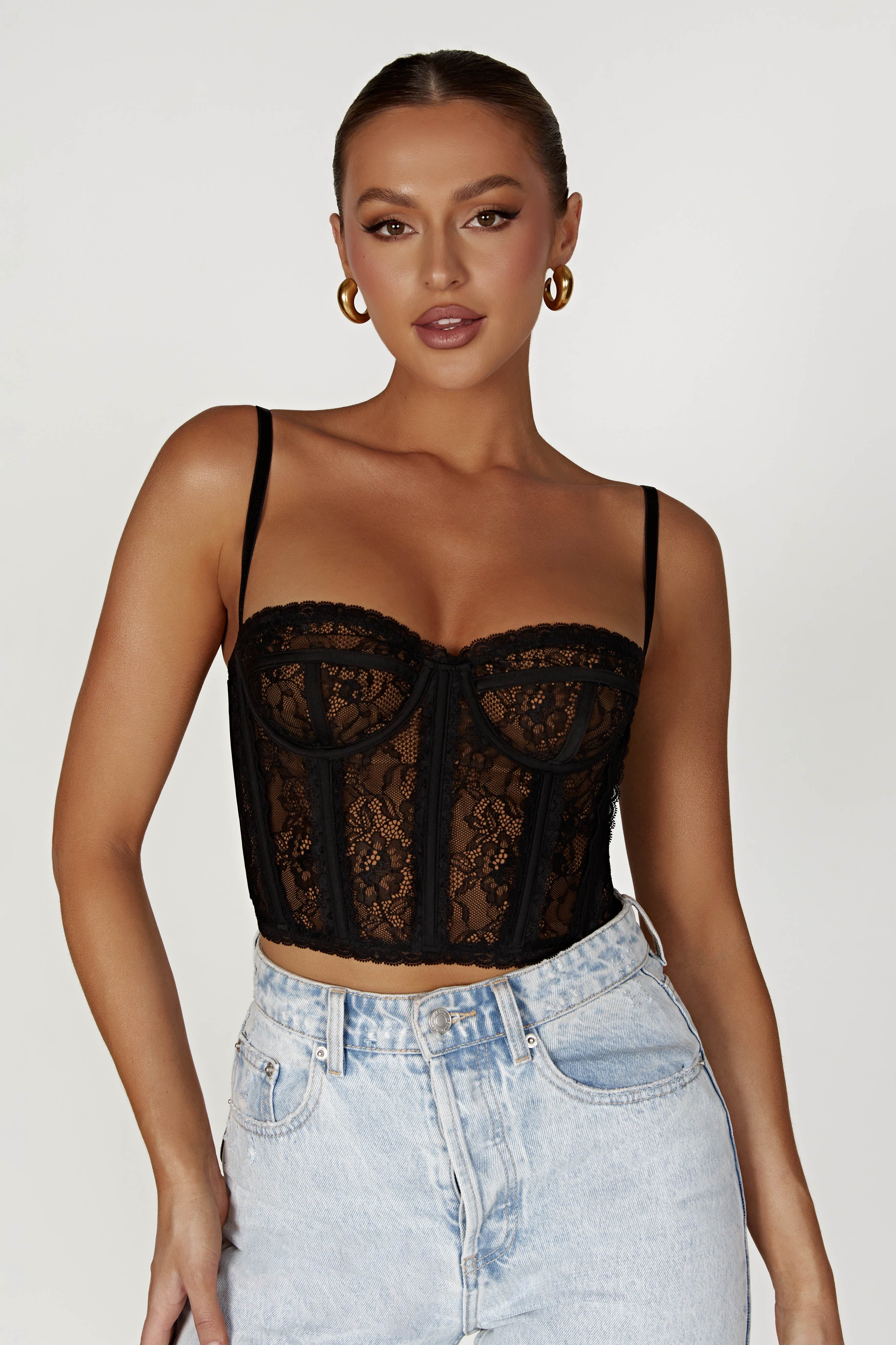 Sansa Lace Bustier - Black-My Chic Way.All Rights Reserved