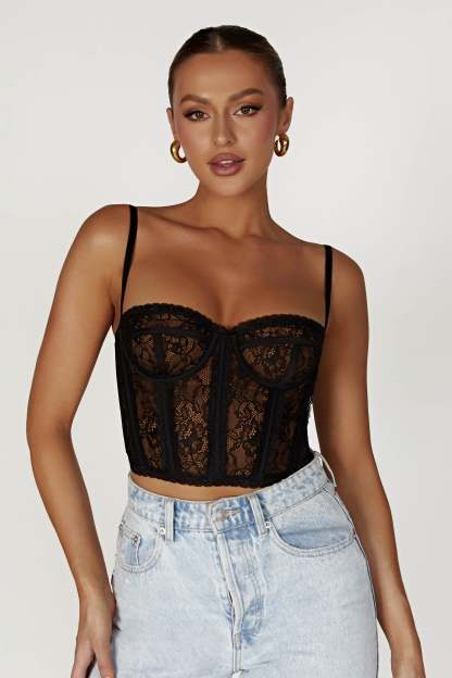 Sansa Lace Bustier - Black-My Chic Way.All Rights Reserved