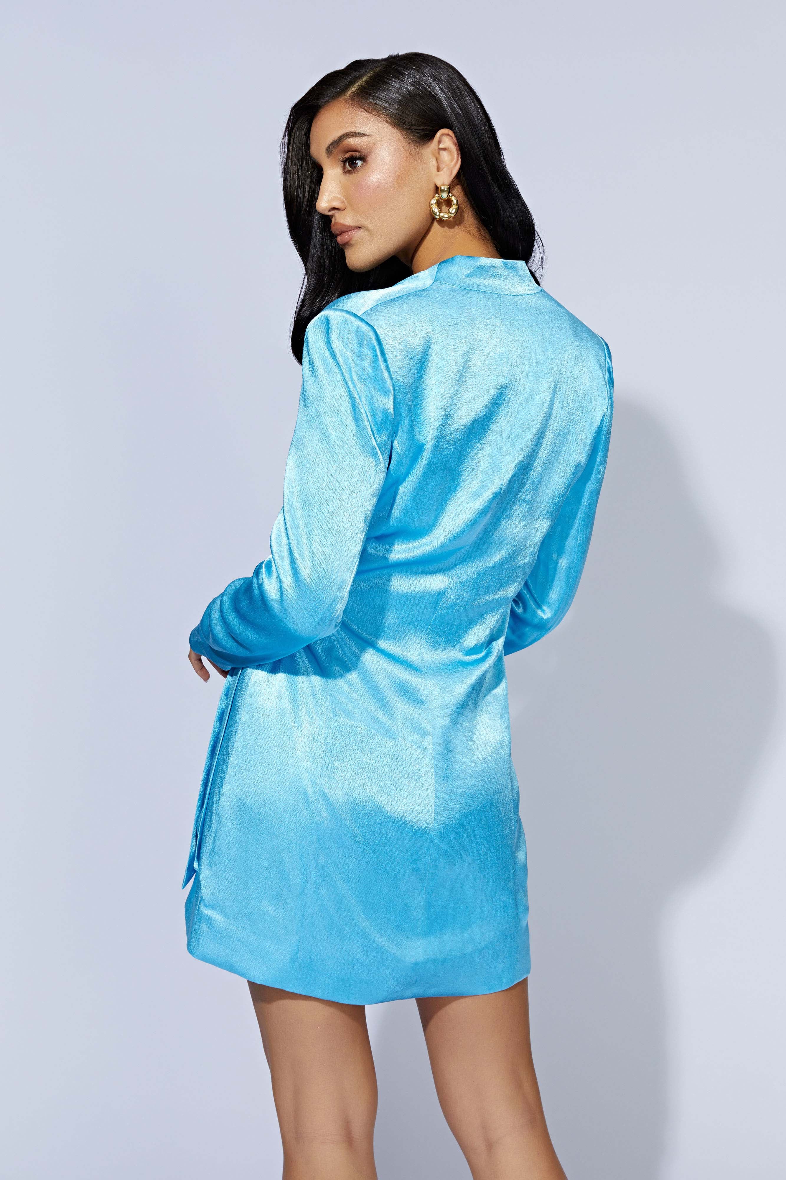 Saira Tie Up Mini Dress - Azure Blue-My Chic Way.All Rights Reserved