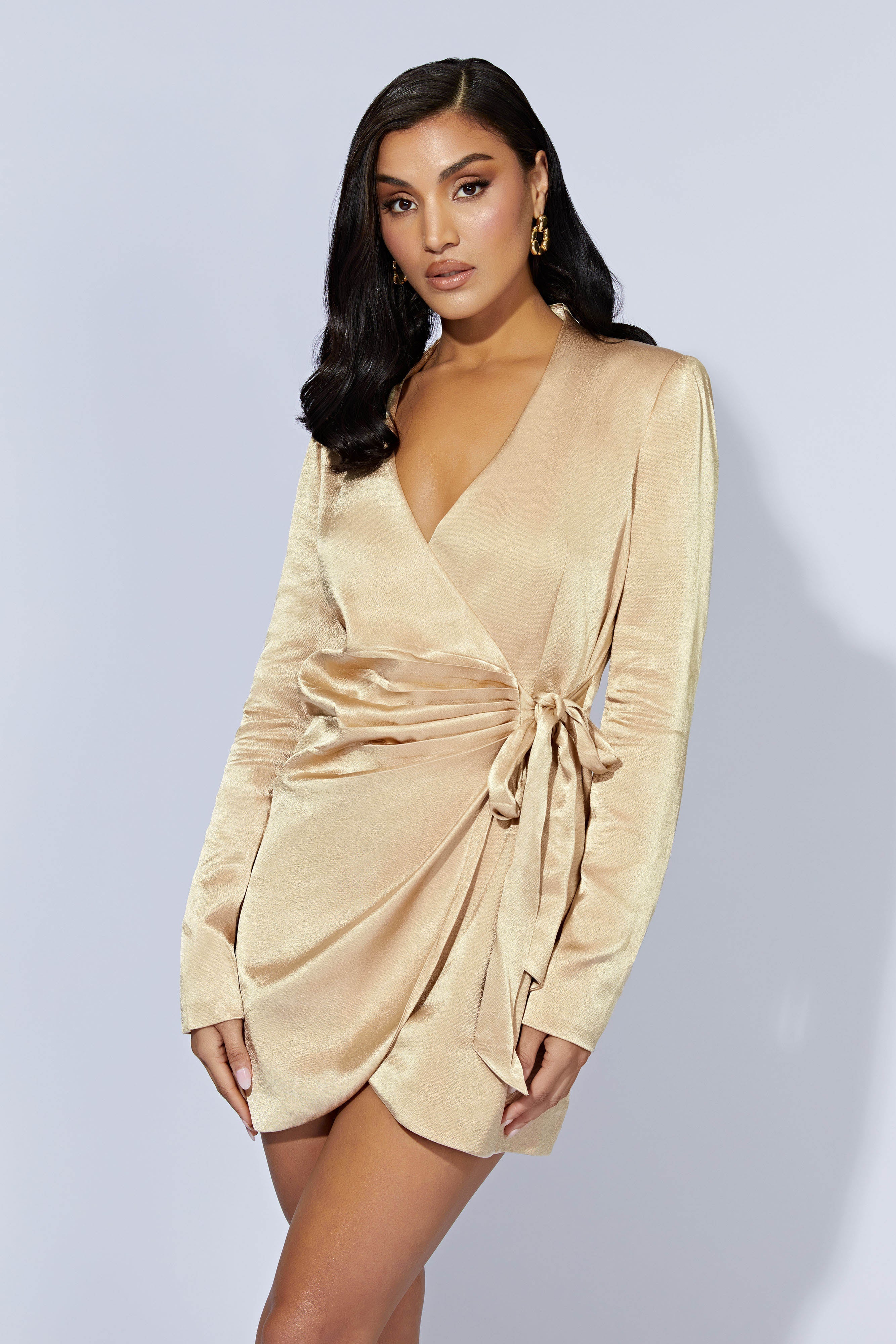 Saira Tie Up Mini Dress - Wheat-My Chic Way.All Rights Reserved