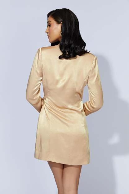 Saira Tie Up Mini Dress - Wheat-My Chic Way.All Rights Reserved