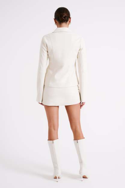 Dina Faux Leather Tie Up Top - Ivory-My Chic Way.All Rights Reserved