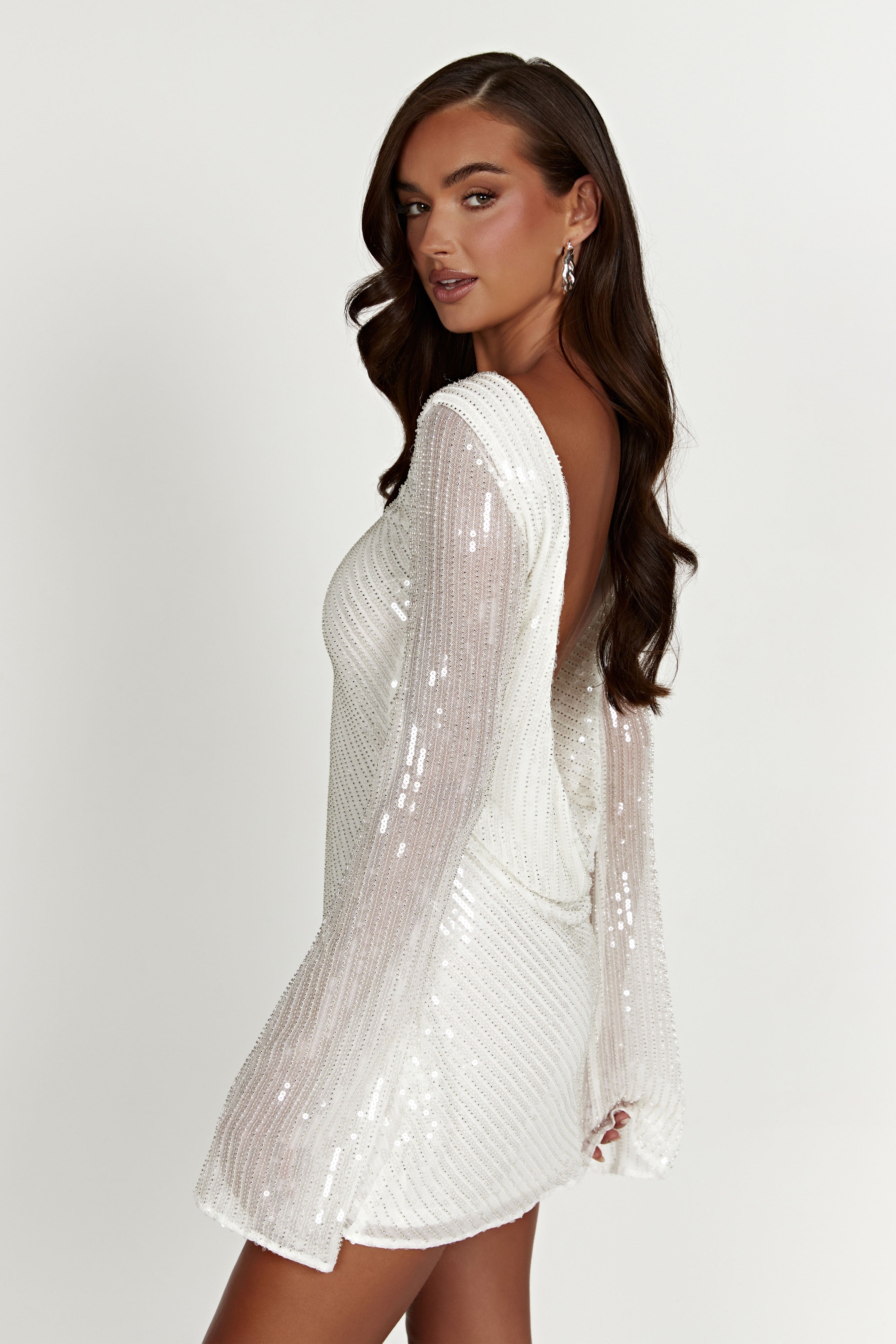 Nala Sequin Mini Dress - White-My Chic Way.All Rights Reserved
