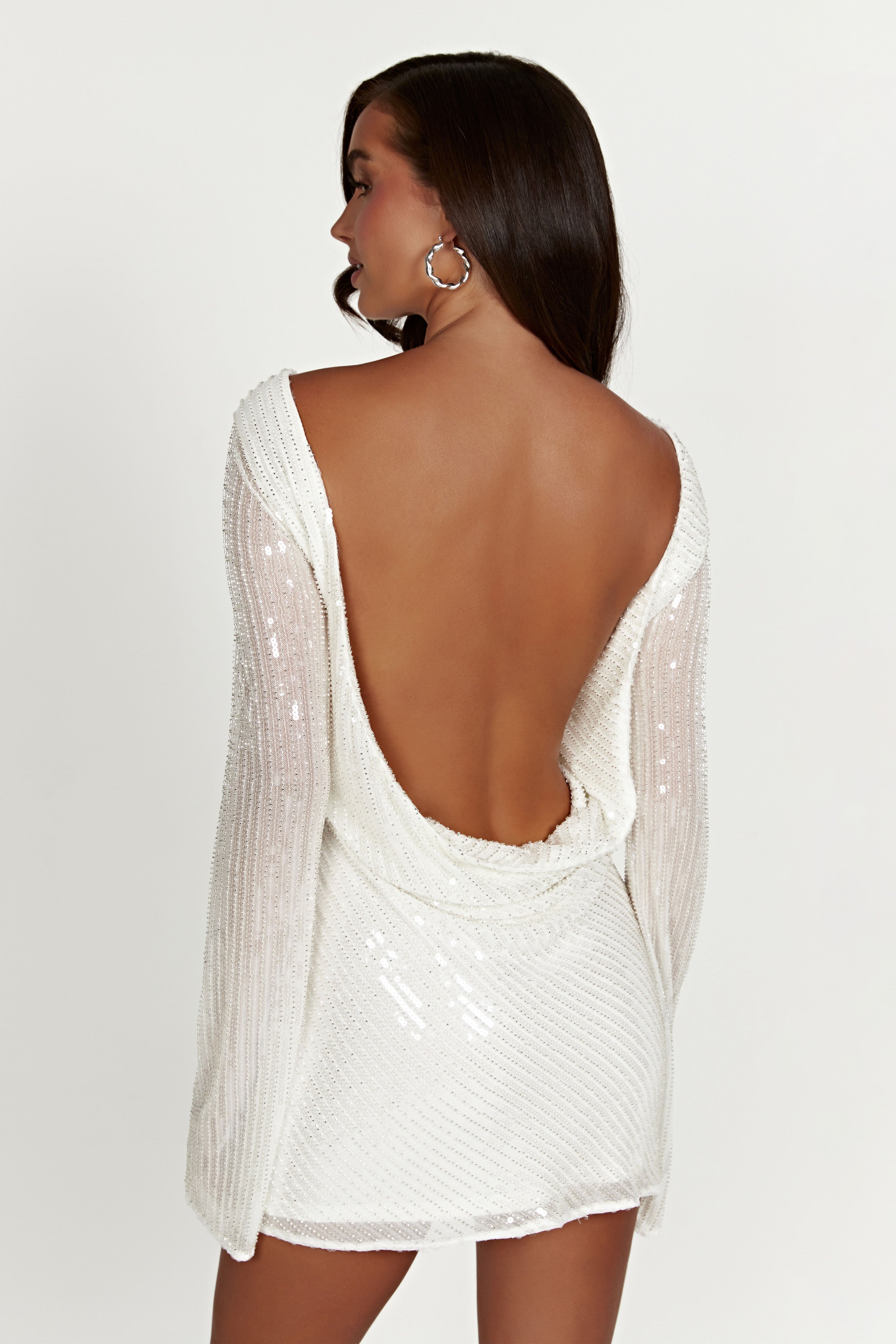 Nala Sequin Mini Dress - White-My Chic Way.All Rights Reserved