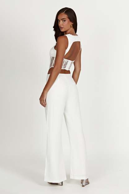 Estee Split Lace Pants - White-My Chic Way.All Rights Reserved