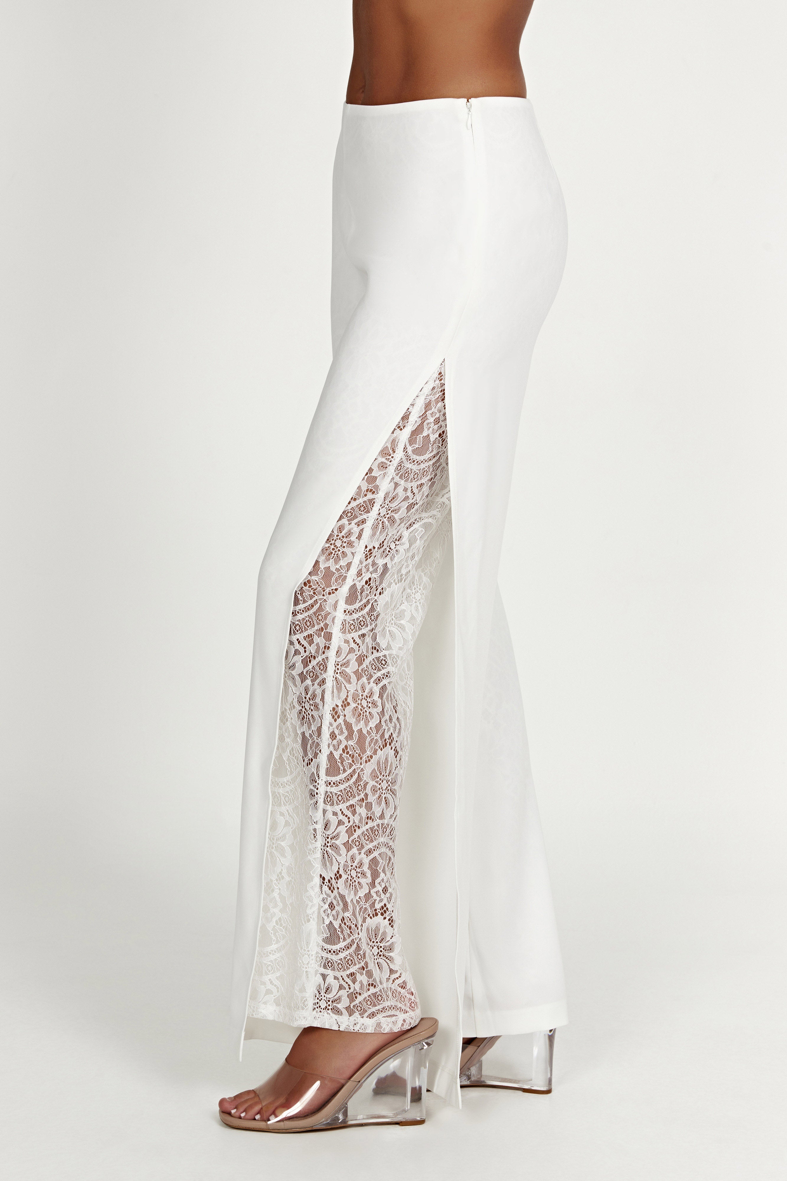 Estee Split Lace Pants - White-My Chic Way.All Rights Reserved