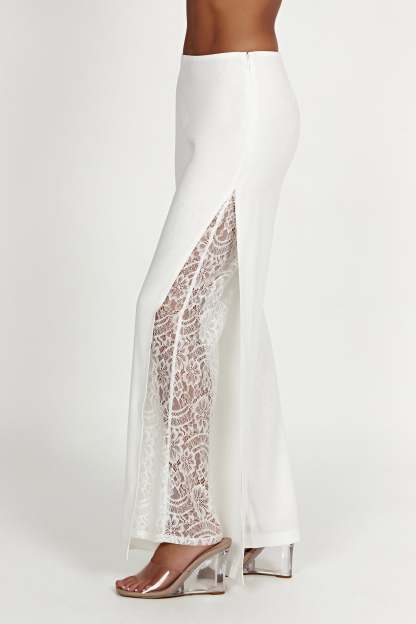 Estee Split Lace Pants - White-My Chic Way.All Rights Reserved