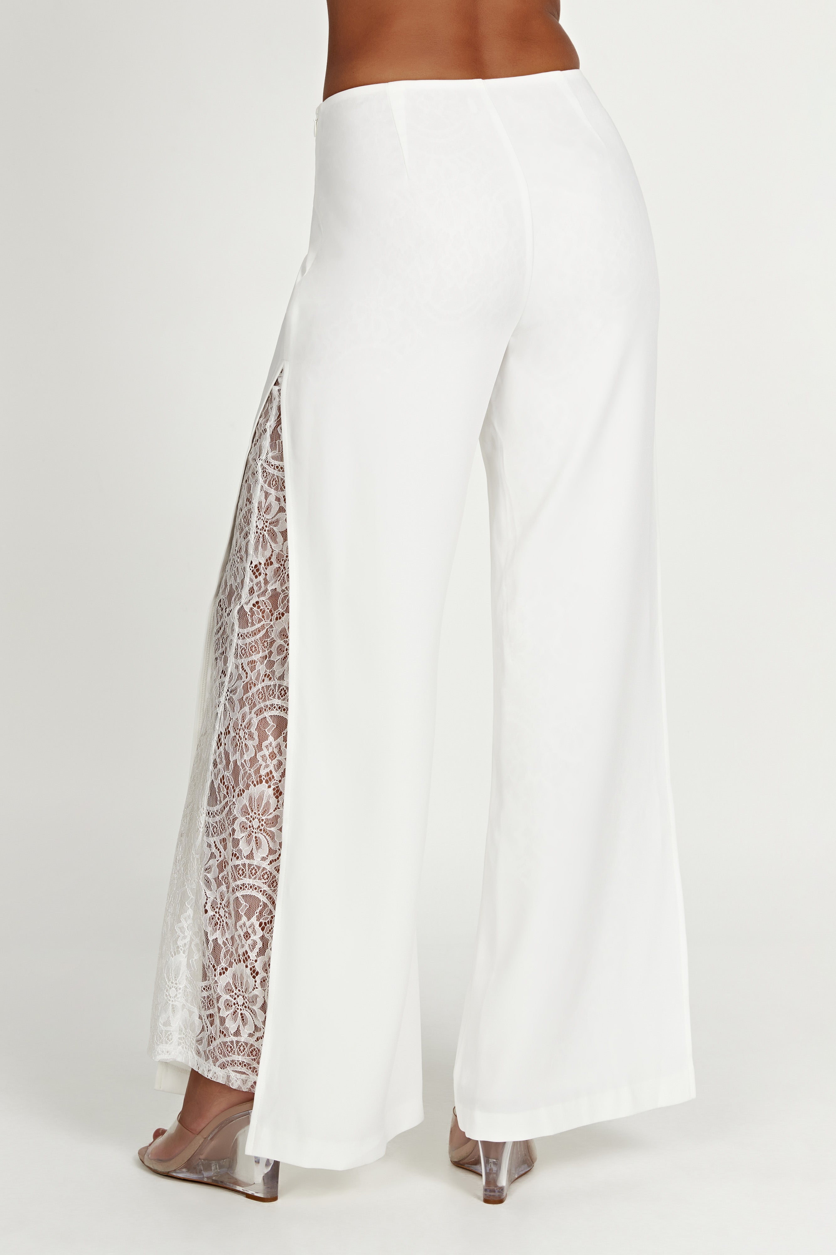 Estee Split Lace Pants - White-My Chic Way.All Rights Reserved