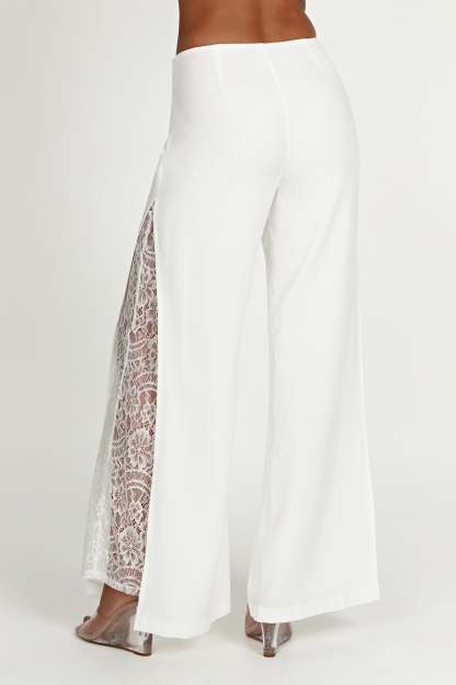 Estee Split Lace Pants - White-My Chic Way.All Rights Reserved